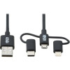 Eaton M101-006-LMC-BK SYSTEM CABLE - USB A LEFT CONNECTOR - MALE LEFT GENDER - LIGHTNING,USB-C,USB MIC