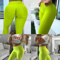 High Rise Yoga Pants Women Butt Lift Leggings Sexy Push Up Scrunch Butt Lift Pants Tummy Control - Neon Green