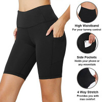 High Rise Yoga Shorts with Pockets Yoga Workout Athletic Shorts Cycling Biker Shorts Bermuda Shorts