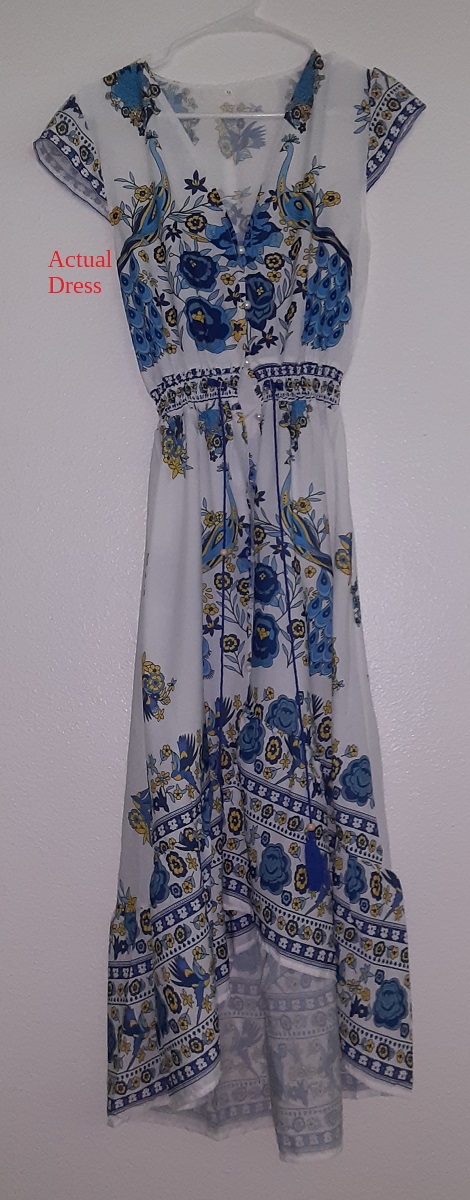 BOHO Floral Maxi Summer Beach Dress ,Blue & White Casual & Elegant Dress