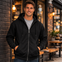 Gildan Full Zip Heavy Hoodie for men Hooded Sweatshirt Black Soft & Warm