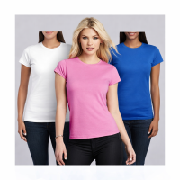 Womens T Shirt 3 Pack Cotton Crew Neck Short Sleeve Basic Tee Red White Blue