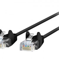 CE001B03-BLK-S SLIM 3FT CAT6 BLK UTP SNAGLESS 28AWG PATCH CABLE BAG LABEL