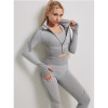 Matching 3 Piece ActiveWear set High Waist Yoga Pants Matching Zipper Top & Sports Bra