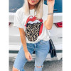 Rolling Stones T-Shirt Women's Cheetah's Tongue Tee White with Red Lips animal