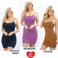 Long Seamless Bodycon Tunic Slip Dress Camisole Layering Tank Tops (3-Pack) Stretch Sleeveless