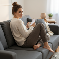 Women's joggers sweatpants casual pants made of Melange Velboa Fabric - Color Heather Mocha