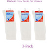 Women's White Diabetic Crew Socks Set of 3 Pairs