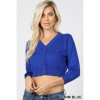 3/4 Sleeve Bolero Cropped Cardigan - Denim Blue