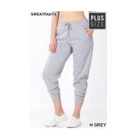 Women's Plus Size Sweatpants, joggers, Workout Pants with Pockets elastic waistband - Heather Gray