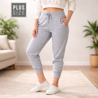 Women's Plus Size Sweatpants, joggers, Workout Pants with Pockets elastic waistband - Heather Gray