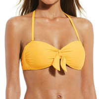 Gianni Bini Bow Tie Bikini Top,Solid Yellow - XS - Removable Straps
