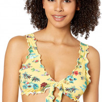 Hobie Yellow Tropical Bikini Top Zig Zag stitching