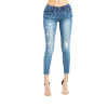 Low Rise Distressed Skinny Jeans with Sparkles & paint dots