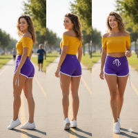 Ladies Gym Shorts Form hugging athletic gym shorts - Purple beach shorts