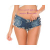 Low Waist Ripped Denim Short Shorts Super Short Shorts with side tie cord Distressed /