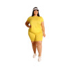 Plus Size 2 Piece Set Matching Top with Shorts set Yellow