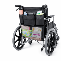 Wheelchair Storage Tote Bag Accessories Bag for wheelchair with 6 pockets - Black