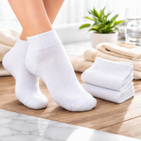 Women's White Diabetic Quarter Socks Set of 3 Pairs