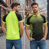 Elegant Colorful Gradient Design,T-Shirt with Stripes for Men Sublimated Lime Green