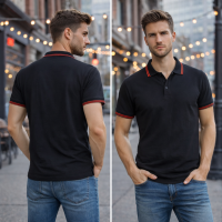 Men's Polo Shirt - Golf Shirt ,Short Sleeve Cotton Shirt with Collar Black