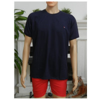 Basic Men's T-Shirt Round Neck Short Sleeve Cotton T-Shirt - Blue
