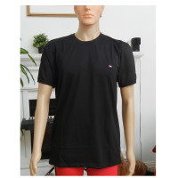 Basic Men's T-Shirt Round Neck Short Sleeve Cotton T-Shirt - Black