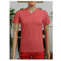 Basic Men's T-Shirt V-Neck Short Sleeve Cotton T-Shirt - Heather Pink
