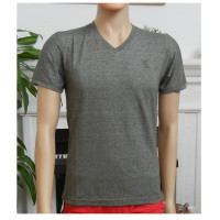 Basic Men's T-Shirt V-Neck Short Sleeve Cotton T-Shirt - Heather Gray