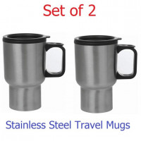 Set of 2 Stainless Steel Coffee Mugs 14Oz for hot or cold beverages