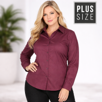 Plus Size Classic Dress Shirt Long Sleeve Buttoned Down Office Shirt