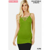 Tank Tops Women Adjustable Spaghetti Strap Lattice Kiwi Green long