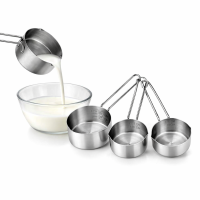 Set of 4 Measuring Cups for liquids - Stainless Steel - easy pour measuring cups
