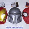 Set of 3 face masks for children Iron Man, Star Wars & Spiderman