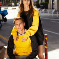 Heavy Blend Unisex Crewneck Sweatshirt Long Sleeve Pullover Sweatshirt Color: Yellow & Black Sizes: S,M,L,XL