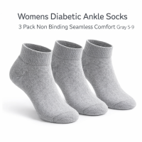 Women's Gray Diabetic Quarter Socks Set of 3 Pairs