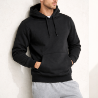 Men's Pullover Hoodie with Kangaroo Pockets. Black