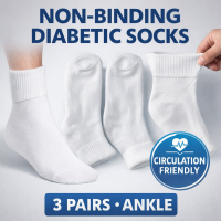 Men's White Diabetic Quarter Socks Ankle Socks - Set of 3 Pairs - Foot Comfort Size 9-11