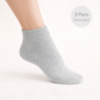 Women's Gray Diabetic Quarter Socks Ankle Socks - Set of 3 Pairs - Foot Comfort Size 9-11