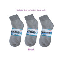 Men's Gray Diabetic Quarter Socks Ankle Socks - Set of 3 Pairs - Foot Comfort Size 9-11
