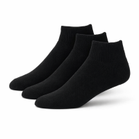 Women's Black Diabetic Quarter Socks Ankle Socks - Set of 3 Pairs - Foot Comfort Size 9-11
