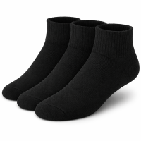 Men's Black Diabetic Quarter Socks Ankle Socks - Set of 3 Pairs - Foot Comfort Size 9-11