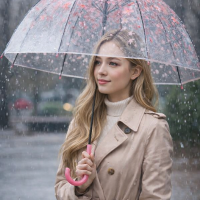 All weather 45" Pink and Clear Dome Umbrella Ladies Transparent fashion umbrella