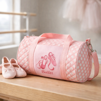 Pink Ballet Bag for Girls Embroidered Pink Dots Ballet Bag for Little Girls Cute