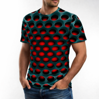 Men's 3D Graphic T-Shirt,Crew Neck - Short Sleeve - Fashion Tee Size M - 3X
