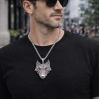 Wolf Pendant Celtic Necklace Wolf Head Pendant Nordic Amulet Viking Fenrir Pira