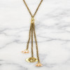 Chain strand Trio Necklace with Roman coin and faceted briolette accent - USA