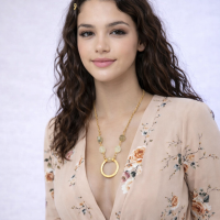 Medium hammered ring Necklace on textured cable chain with star cut gemstone