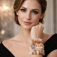 Cake Mix Blush Bracelets set of 6 - by Julio Designs. Handmade Jewelry USA