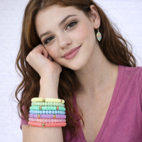 7 Stack Stretch Bracelet Multi-color BOHO style stretch bracelets Pastel Co